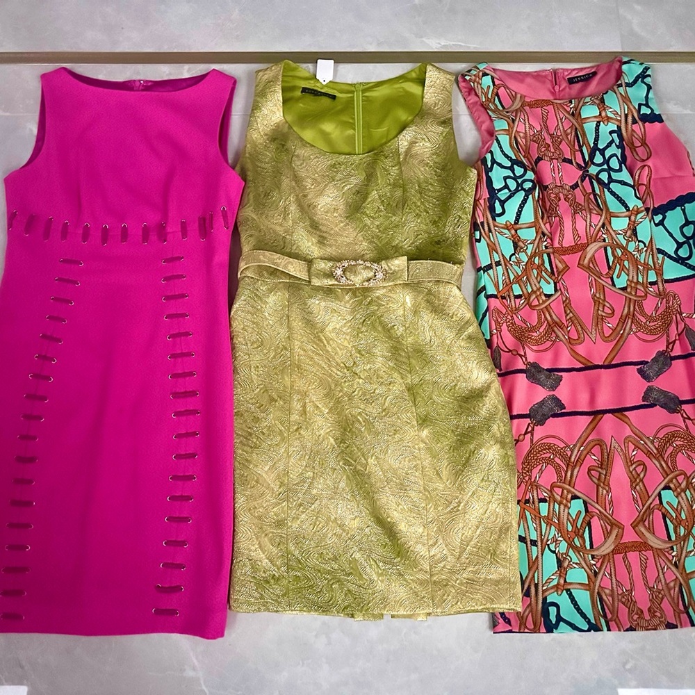 7 Elegant pink yellow green black multi silver color Mini Dresses